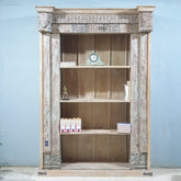 Antique Vintage Hand Carved Solid Wood Bookshelf 161X47X231 Cm Bleach